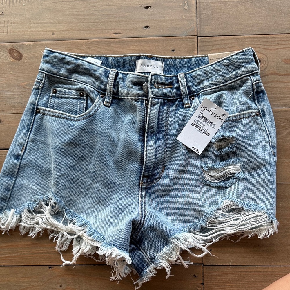 Pacsun Light Blue Frayed Jean Shorts